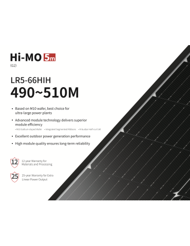 510W Longi Hi-Mo LR5-66HIH 490~510M Panel Solar