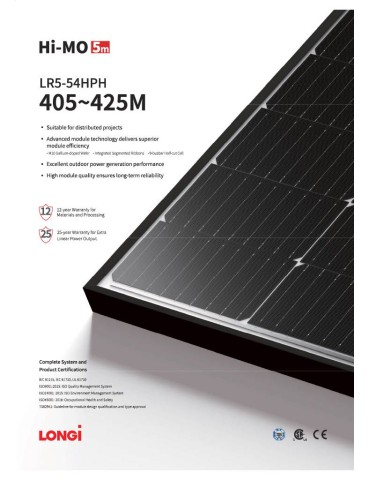 Longi Hi-MO-5m 410W LR5-54HPB Marco negro