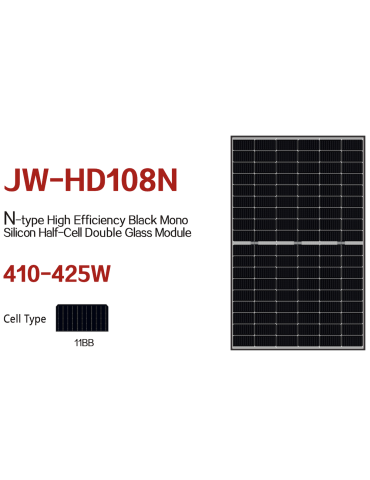 410W Jolywood Módulo mono bifacial tipo N JW-HD108N